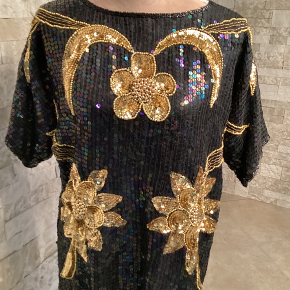 Vintage Elegance by Anujan Sequined and Beaded Top - Picture 2 of 15